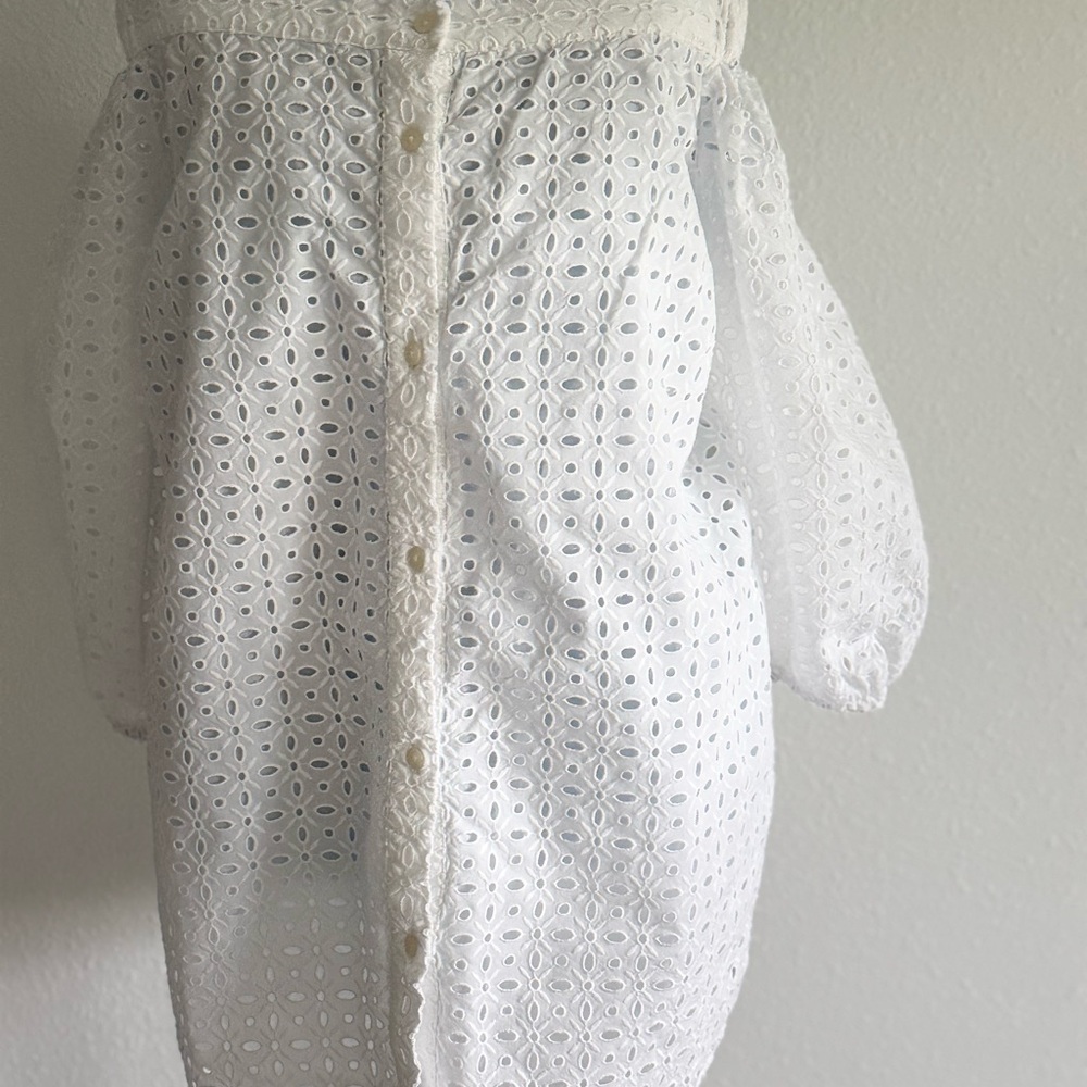 White Eyelet Off-Shoulder Button-Front tops very good condition Ralph Lauren